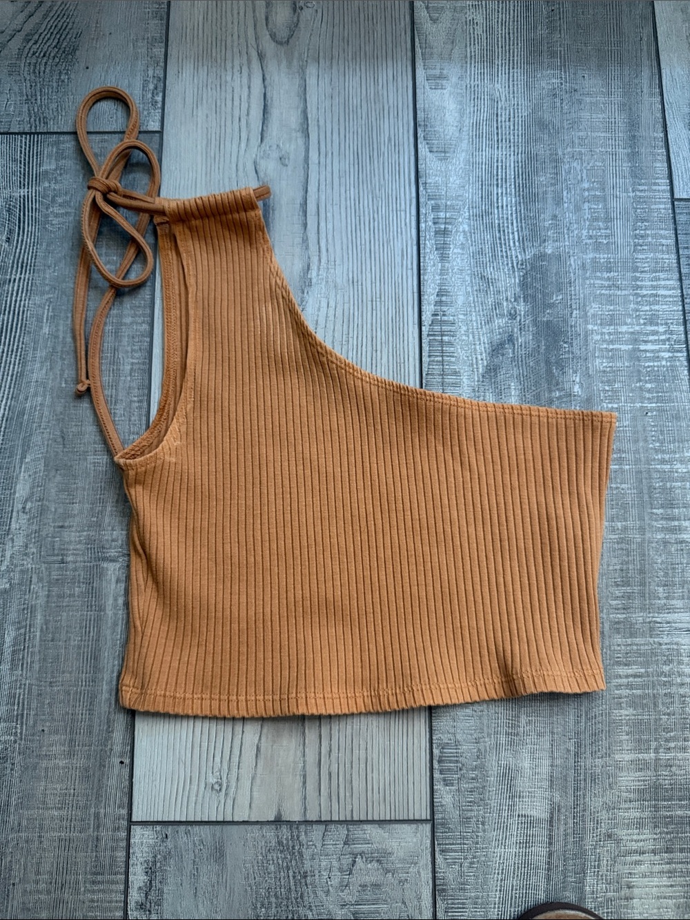 aerie One-Shoulder Ribbed Crop Top - Rust